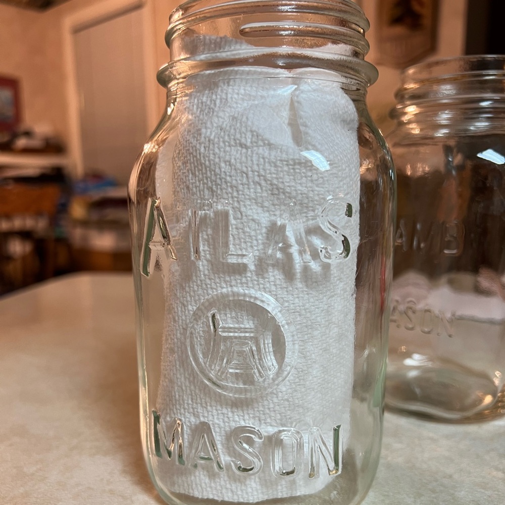 Atlas mason jar. H over A (free shipping)